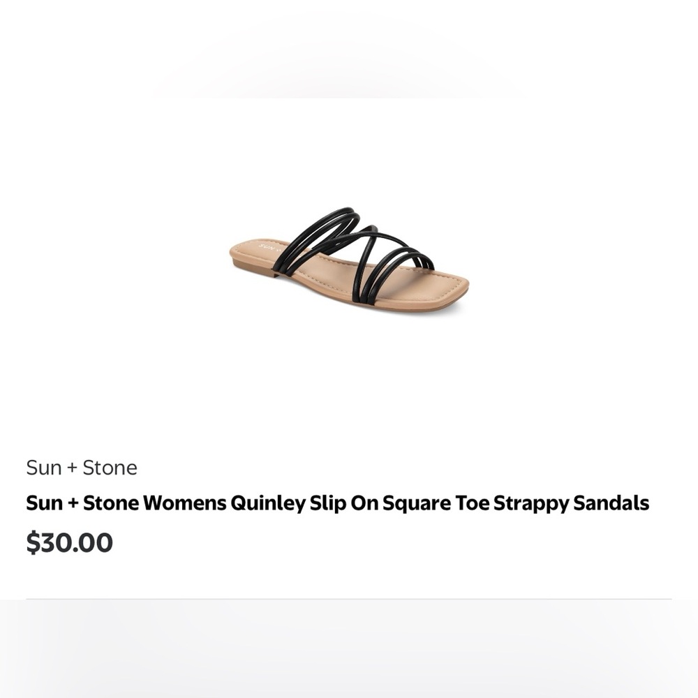 Sun + Stone Women's Black Strappy Sandals